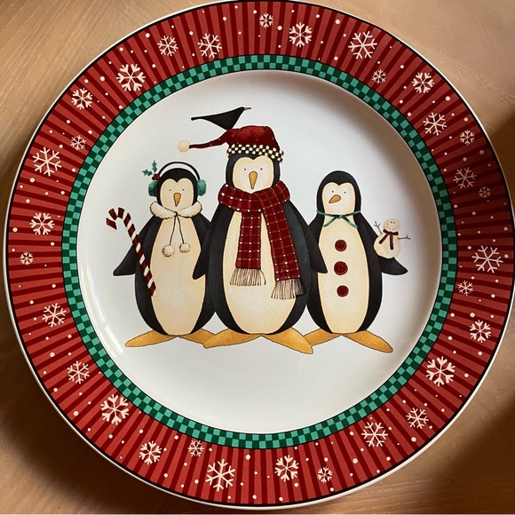 Sakura Other - SAKURA Debbie Mumm Christmas Penguin 12 1/2" Holiday Serving Plate Vintage 90s